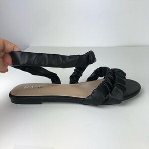 Raid Adorned Flat Sandal in Black/Tan. Size: 39 (8US) - NWT/NIB.